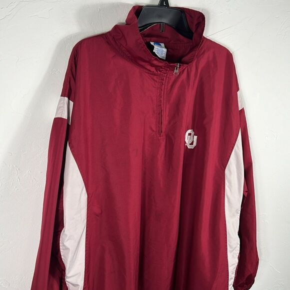 🏈🏈 Vintage OKLAHOMA SOONERS Pullover 1/4 Zip Mesh Lined Windbreaker Jacket 2XL - Picture 4 of 9